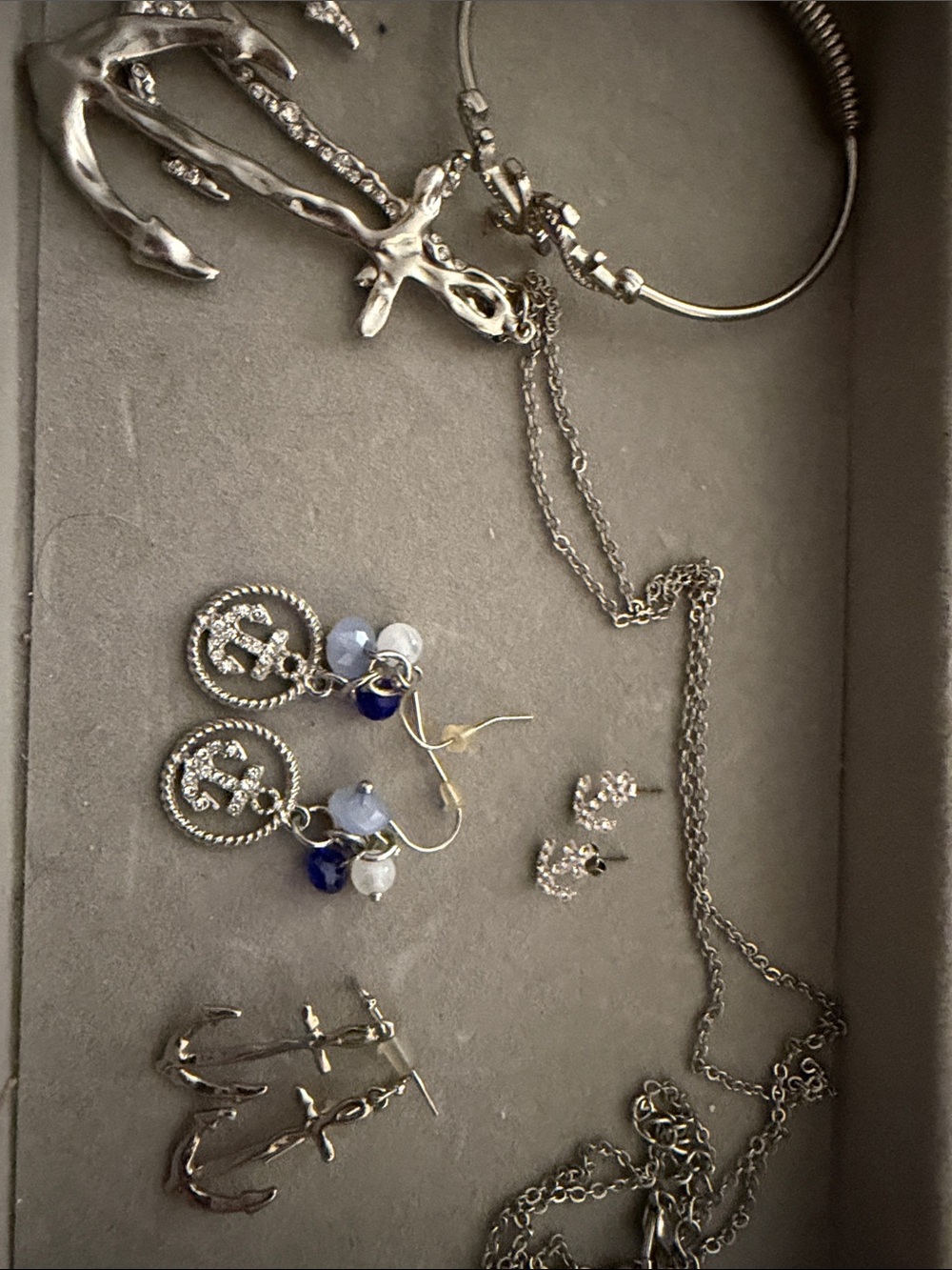 Silver-Tone Mixed Anchor Themed Costume Jewelry Set